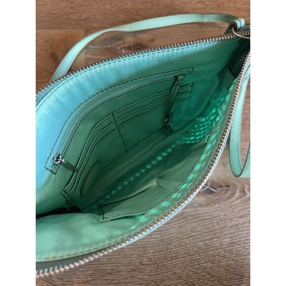Fossil Purse Mint Green Woven Crossbody Bag Clutch ZB5715 Card Slots Lined - Picture 3 of 3